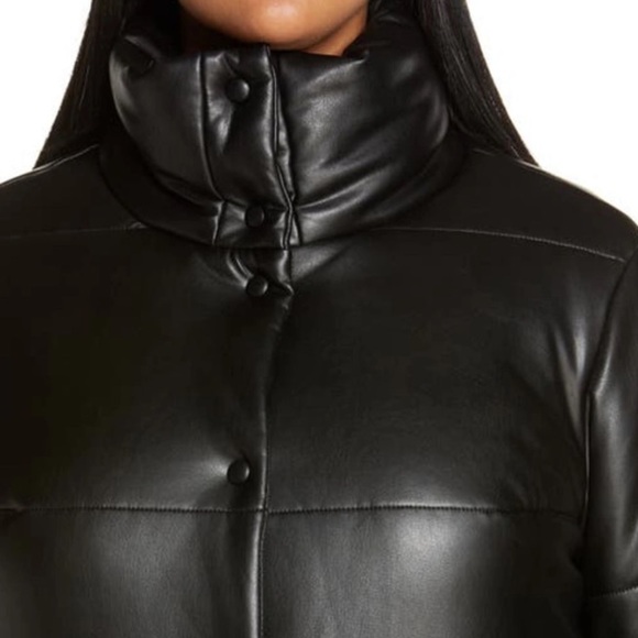 Open Edit coat black long trench puffer pockets snap button down closure 4X NEW - Picture 7 of 8